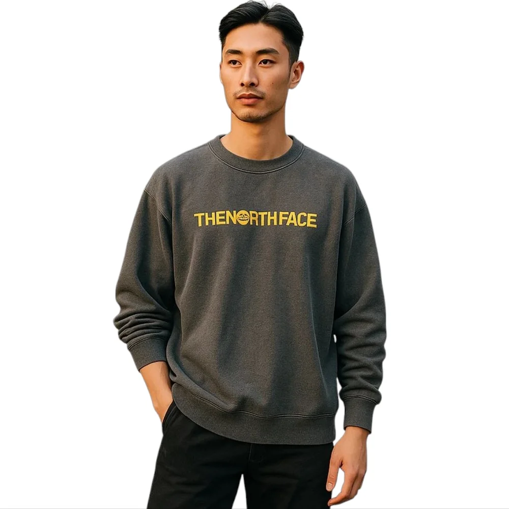 North Face Sweatshirt - Gray - Crewneck - Logo Graphic - Casual - Outdoor